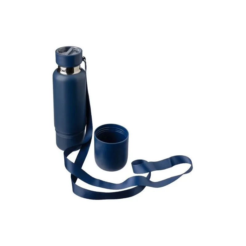 Gourde écologique double paroi de 500 ml en acier inoxydable Lieselotte Matières : pongée Couleurs : noir personnalisation sur m