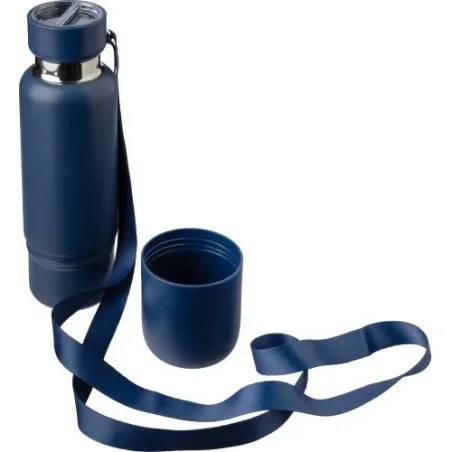Gourde écologique double paroi de 500 ml en acier inoxydable Lieselotte Matières : pongée Couleurs : noir personnalisation sur m