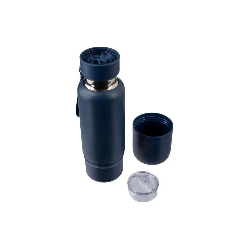 Gourde écologique double paroi de 500 ml en acier inoxydable Lieselotte Matières : pongée Couleurs : noir personnalisable avec v