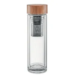 Gourde isotherme personnalisée en verre double paroi 400ml Batumi Matières : coton recyclé Couleurs : beige