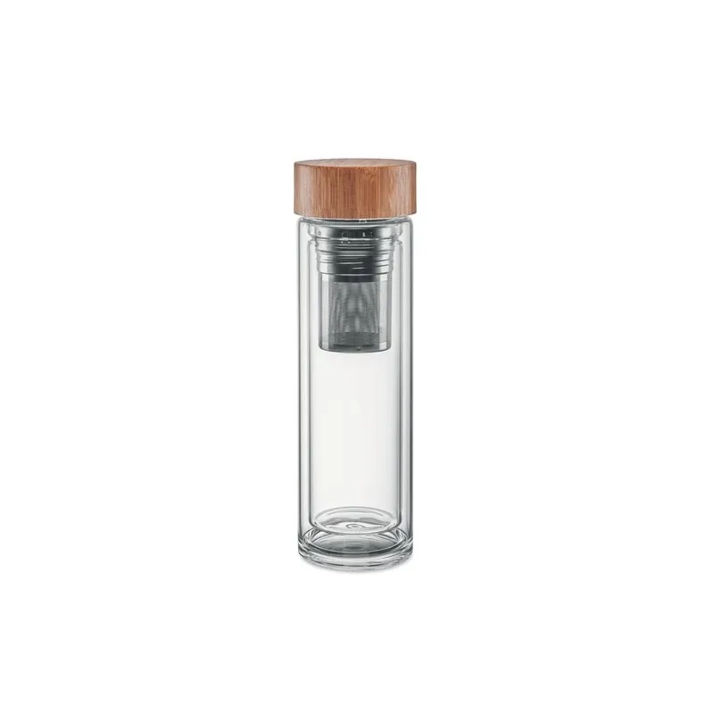 Gourde isotherme personnalisée en verre double paroi 400ml Batumi Matières : coton recyclé Couleurs : beige
