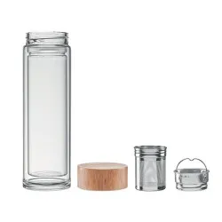 Gourde isotherme personnalisée en verre double paroi 400ml Batumi Matières : coton recyclé Couleurs : beige 2