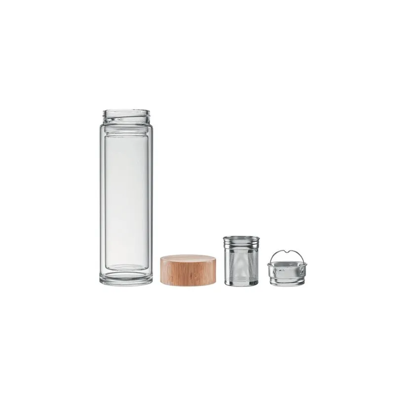 Gourde isotherme personnalisée en verre double paroi 400ml Batumi Matières : coton recyclé Couleurs : beige personnalisable avec