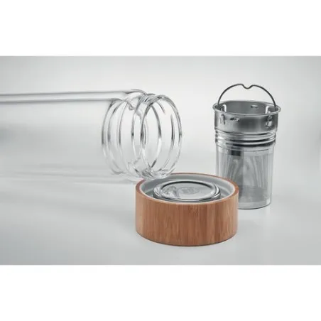 Gourde isotherme personnalisée en verre double paroi 400ml Batumi Matières : coton recyclé Couleurs : beige cadeau entreprise pa