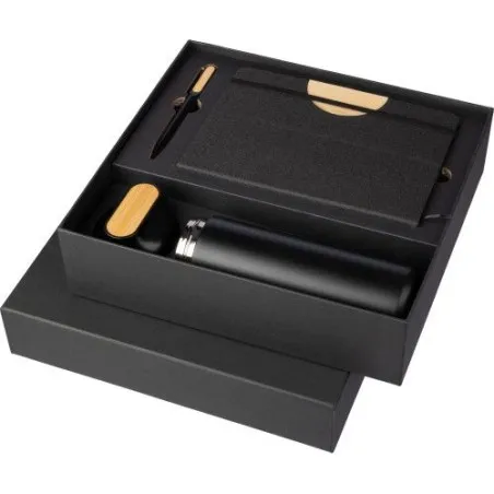 Coffret cadeau écologique : gourde 640 ml, stylo et carnet - Kurt Couleurs : mauve Contenance : 650 ml Matières : plastique PCTG