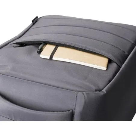 Sac à dos écologique porte-ordinateur en polyester rPET personnalisé Calliope Matières : acier inoxydable Couleurs : bleu Conten