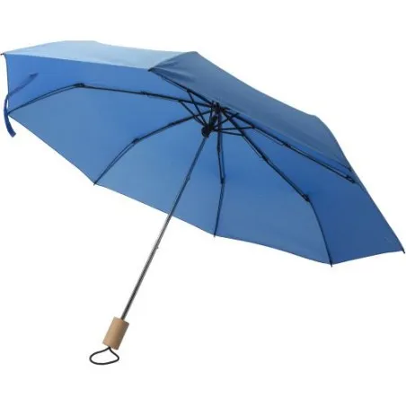 Parapluie pliable personnalisé en polyester - Brooklyn Matières : bois Couleurs : bois cadeau client original
