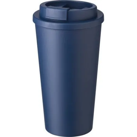 Mug écologique double paroi en plastique PP de 450 ml - Mackenzie Matières : Synthétique Couleurs : noir impression haute défini
