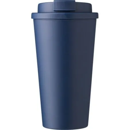 Mug écologique double paroi en plastique PP de 450 ml - Mackenzie Matières : Synthétique Couleurs : noir marquage couleur éclata