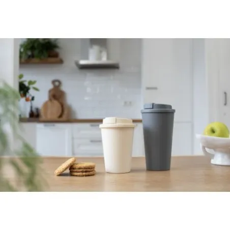 Mug incassable double paroi de 350 ml en plastique PP - Gabriela Matières : Synthétique Couleurs : bleu foncé personnalisable av