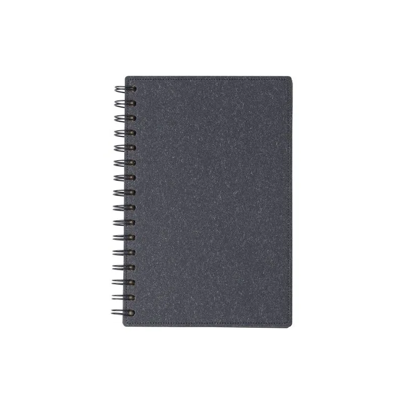 Carnet à spirale personnalisé en matériau recyclé - Caleb Matières : Synthétique Couleurs : noir