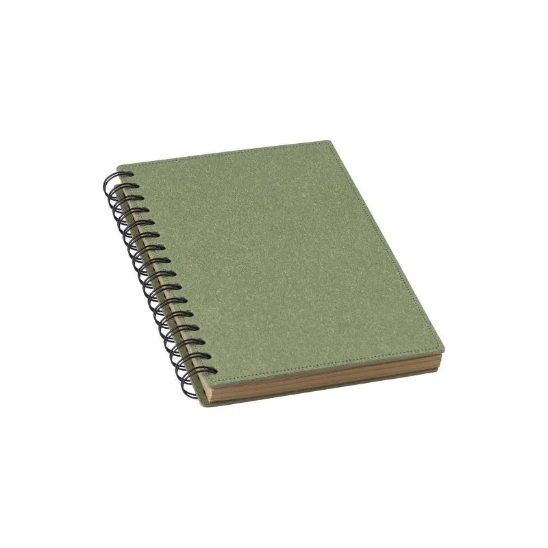 Carnet à spirale personnalisé en matériau recyclé - Caleb Matières : Synthétique Couleurs : noir marquage laser ultra précis