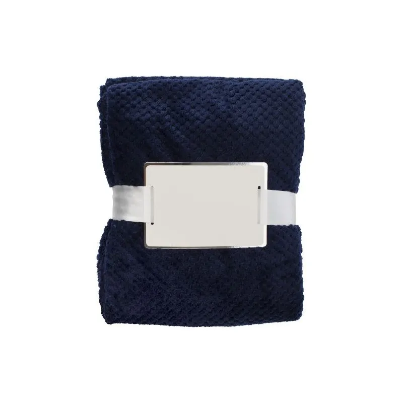 Plaid polaire gaufré en flanelle de polyester personnalisable Nikolaï Matières : Synthétique Couleurs : noir objet promotionnel 