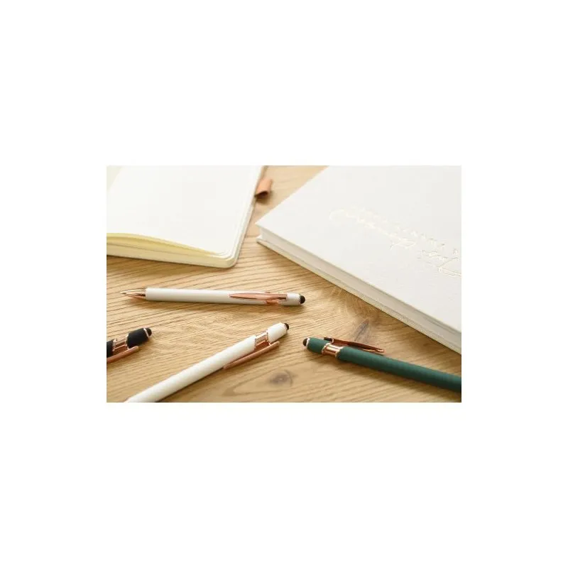 Stylo bille personnalisable en aluminium - Anthony Matières : céramique Couleurs : blanc Contenance : 350 ml personnalisation su