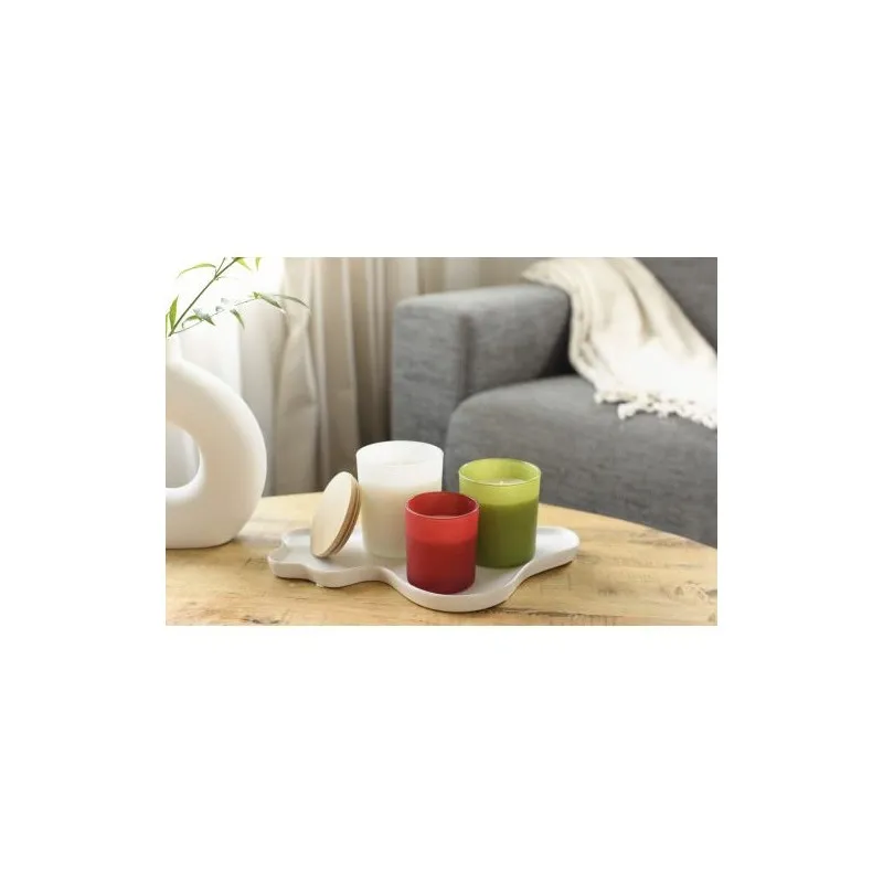 Bougie personnalisable en verre - Lucas Matières : aluminium Couleurs : blanc impression logo haute qualité