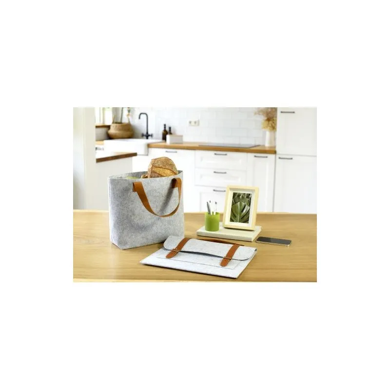 Sac shopping écologique en feutre rPET personnalisable Hunter Matières : aluminium Couleurs : mauve cadeau client original