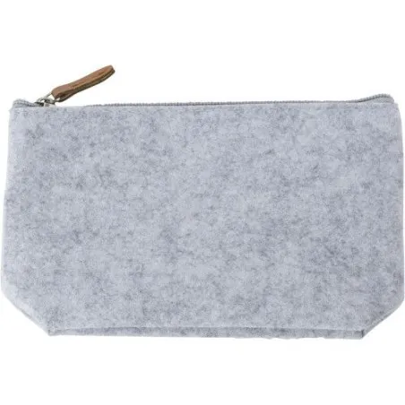 Trousse de toilette écologique en feutre rPET personnalisée Lucy Matières : Synthétique Couleurs : rouge personnalisable avec vo