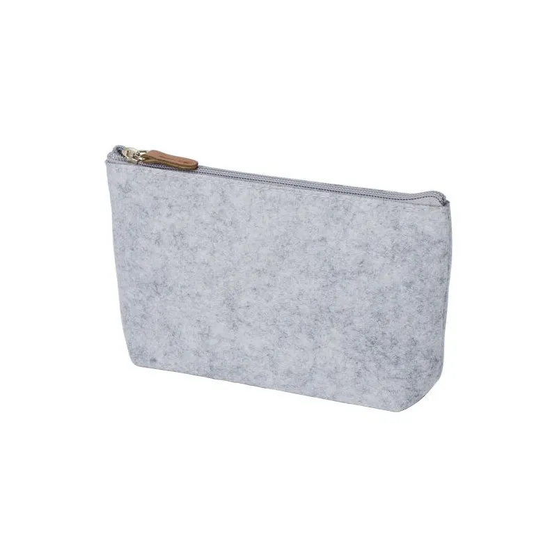 Trousse de toilette écologique en feutre rPET personnalisée Lucy Matières : Synthétique Couleurs : rouge marquage laser ultra pr