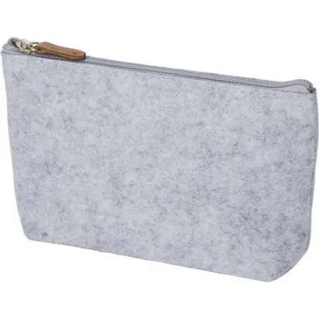 Trousse de toilette écologique en feutre rPET personnalisée Lucy Matières : Synthétique Couleurs : rouge marquage laser ultra pr