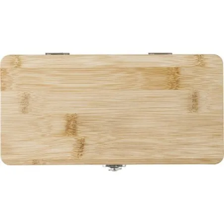 Boîte à outils écologique de 27 pièces en bambou Elmar Matières : acier inoxydable Couleurs : argenté mat