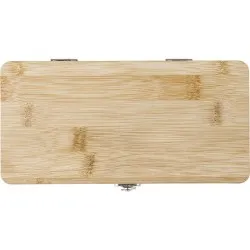 Boîte à outils écologique de 27 pièces en bambou Elmar Matières : acier inoxydable Couleurs : argenté mat 2