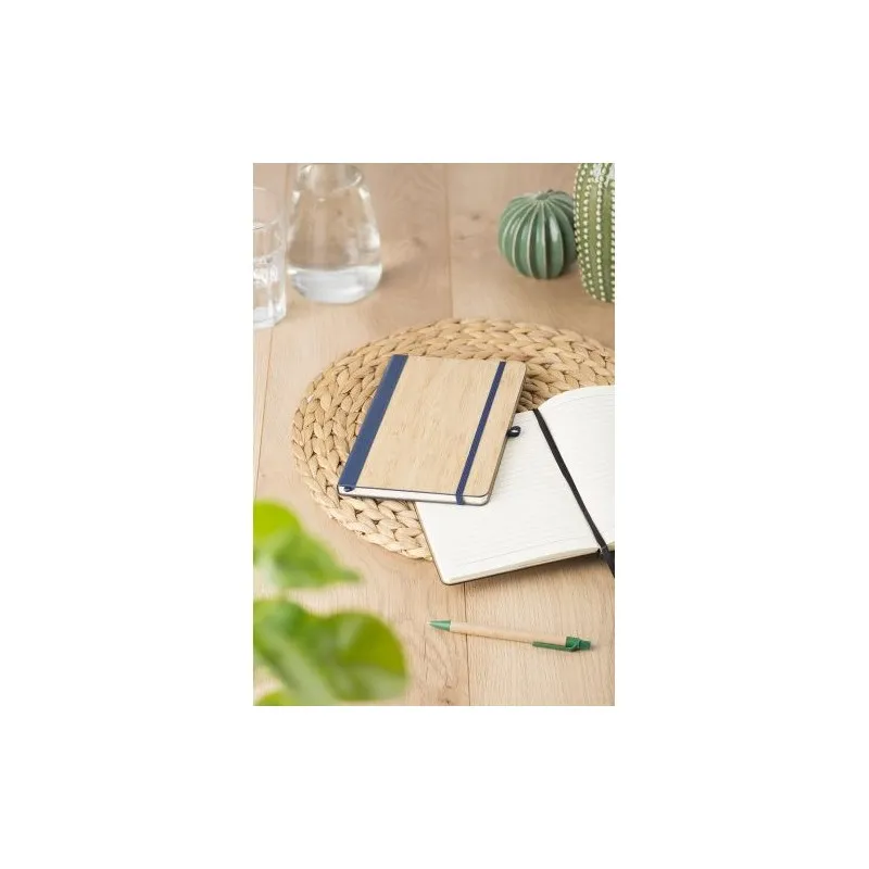 Carnet A5 Écologique en Bambou et PU - Dorita Matières : acier inoxydable Couleurs : rouge objet promo petit budget