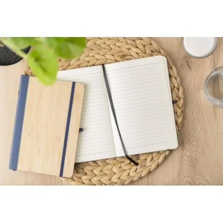 Carnet A5 Écologique en Bambou et PU - Dorita Matières : acier inoxydable Couleurs : blanc marquage laser ultra précis