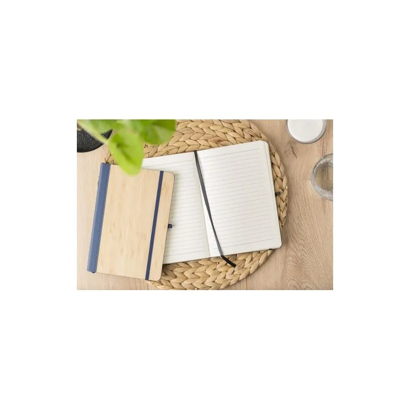 Carnet A5 Écologique en Bambou et PU - Dorita Matières : acier inoxydable Couleurs : noir objet promotionnel éco-responsable