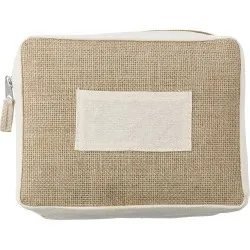 Trousse de toilette personnalisée en jute - Julian Couleurs : blanc