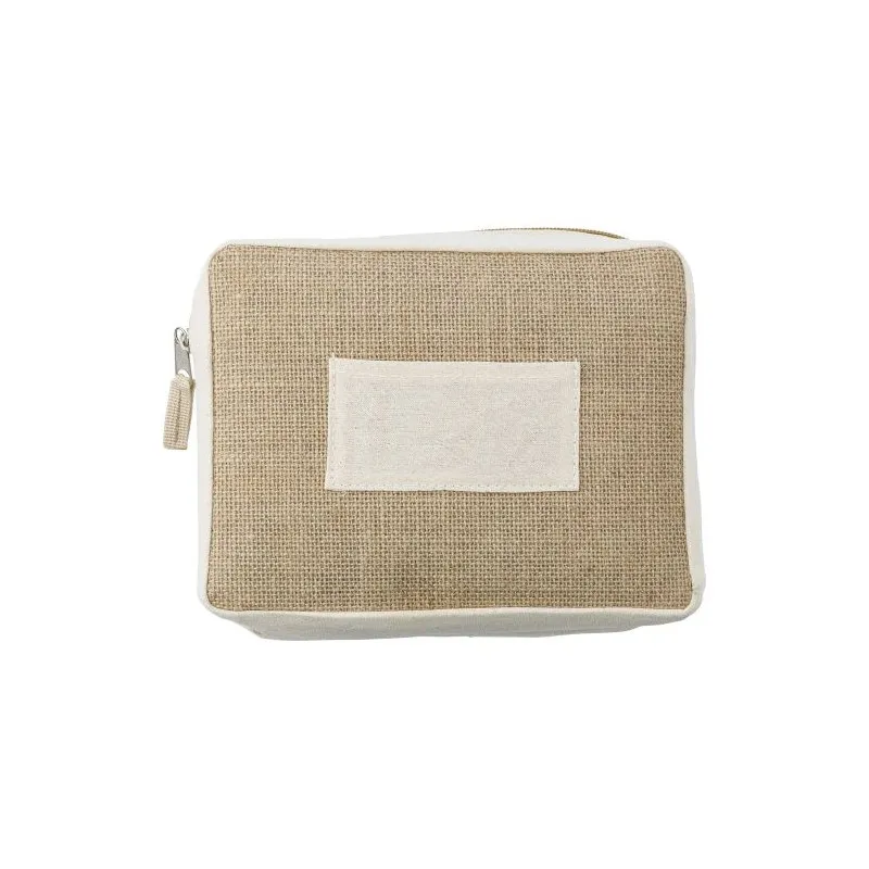 Trousse de toilette personnalisée en jute - Julian Couleurs : blanc