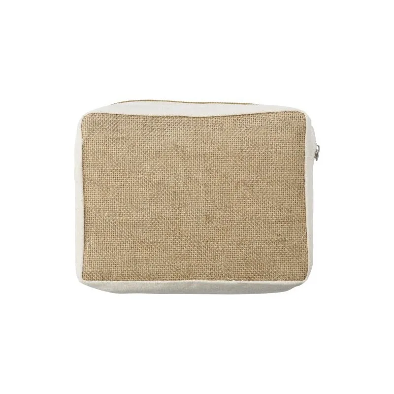 Trousse de toilette personnalisée en jute - Julian Couleurs : blanc personnalisable avec votre logo