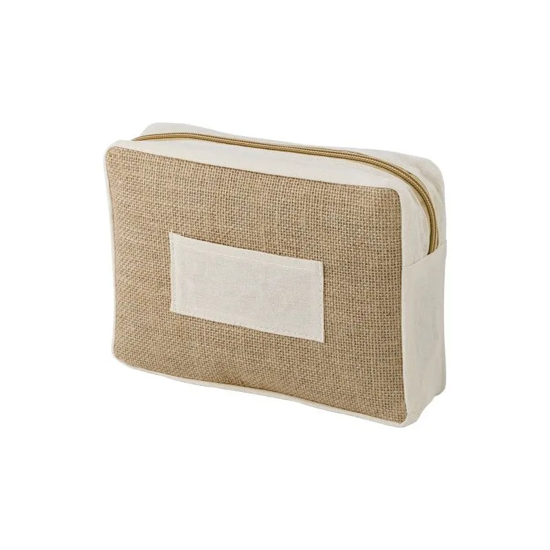 Trousse de toilette personnalisée en jute - Julian Couleurs : blanc cadeau entreprise pas cher