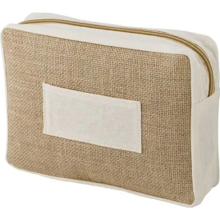 Trousse de toilette personnalisée en jute - Julian Couleurs : blanc cadeau entreprise pas cher