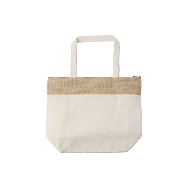 Sac isotherme écologique en jute de coton personnalisé Randy Matières : coton Couleurs : noir personnalisable avec votre logo