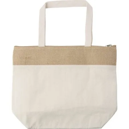 Sac isotherme écologique en jute de coton personnalisé Randy Matières : coton Couleurs : noir personnalisable avec votre logo