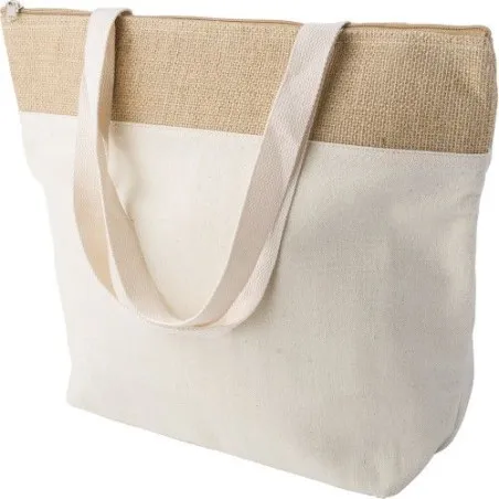 Sac isotherme écologique en jute de coton personnalisé Randy Matières : coton Couleurs : noir cadeau entreprise pas cher