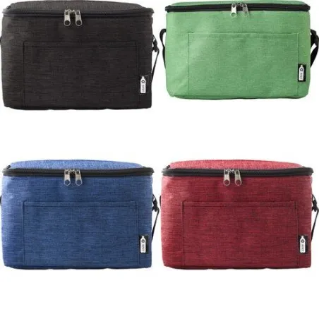 Sac isotherme écologique en polyester rPET personnalisé Isabella Matières : aluminium Couleurs : noir marquage laser ultra préci