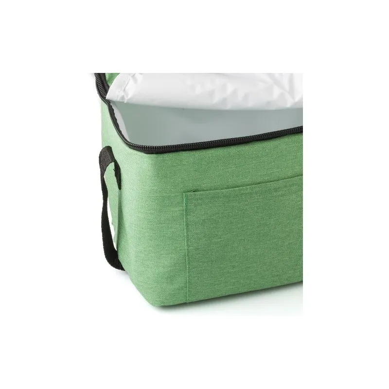 Sac isotherme écologique en polyester rPET personnalisé Isabella Matières : bambou Couleurs : blanc marquage laser ultra précis