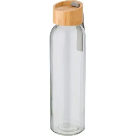 Bouteille écologique en verre de 500 ml avec bouchon en bambou personnalisée - Marc Matières : papier Couleurs : noir