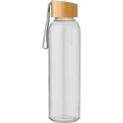 Bouteille écologique en verre de 500 ml avec bouchon en bambou personnalisée - Marc Matières : papier Couleurs : noir 2