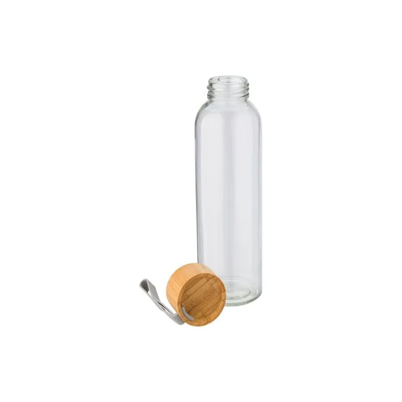 Bouteille écologique en verre de 500 ml avec bouchon en bambou personnalisée - Marc Matières : papier Couleurs : noir goodies pu