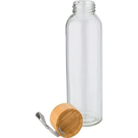 Bouteille écologique en verre de 500 ml avec bouchon en bambou personnalisée - Marc Matières : papier Couleurs : noir goodies pu