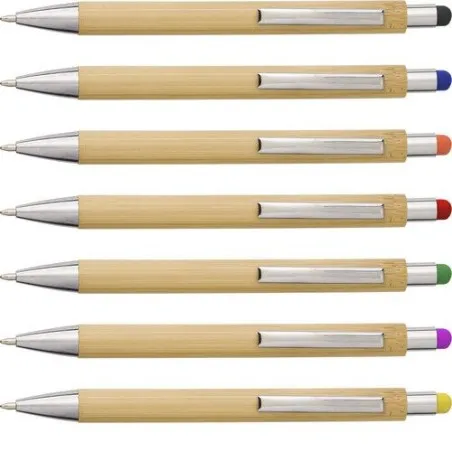 Stylo bille écologique en bambou et plastique - Claire Matières : aluminium Couleurs : argenté accessoire événementiel unique