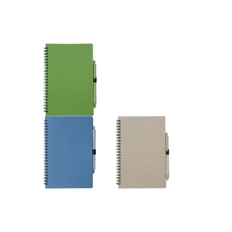 Carnet à spirale écologique en fibre de paille avec couverture en PP - Massimo Matières : Synthétique Couleurs : blanc goodies p