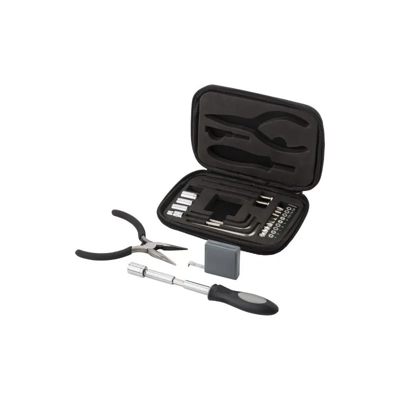 Boîte à outils écologique de 23 pièces dans un étui zippé en PU Lani Matières : bambou Couleurs : noir marquage laser ultra préc