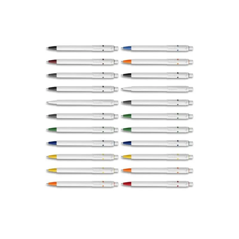 Stylo à bille personnalisé en ABS - Baron, cadeau d'entreprise Matières : PVC Couleurs : blanc goodies publicitaire durable