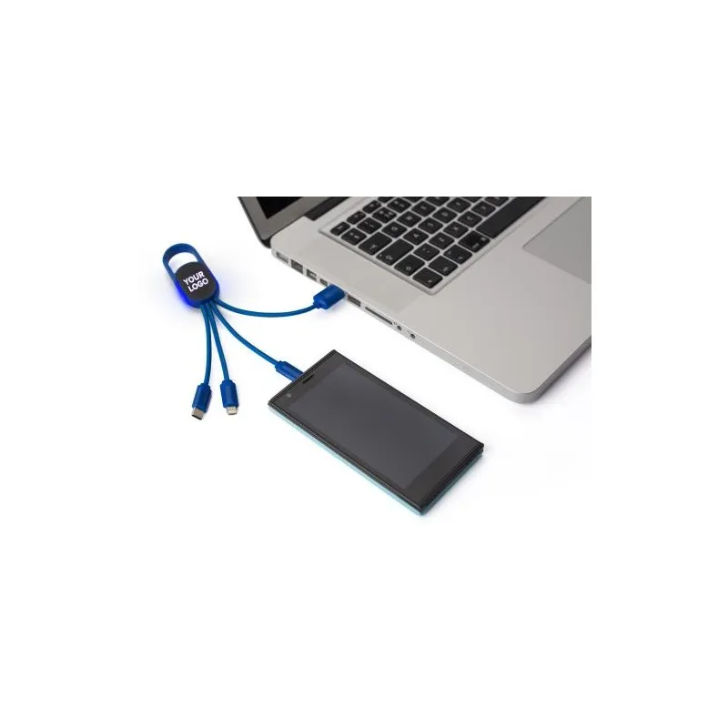 Chargeur à induction double écologique en bambou personnalisé - Idris Matières : polyester Couleurs : bleu goodies personnalisé 