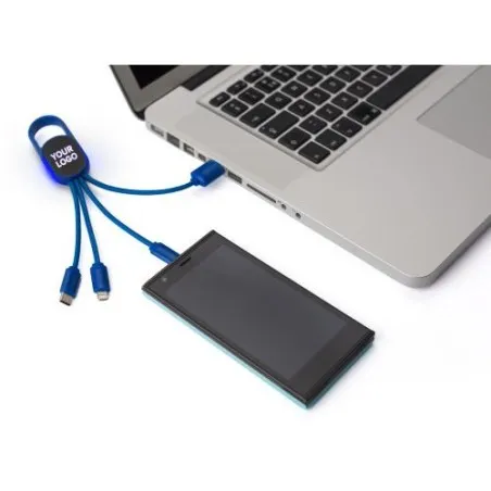 Chargeur à induction double écologique en bambou personnalisé - Idris Matières : polyester Couleurs : bleu goodies personnalisé 