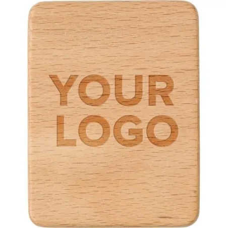 Support en bois d'hévéa personnalisé pour téléphone - Nyla Matières : polyester Couleurs : noir personnalisable avec votre logo