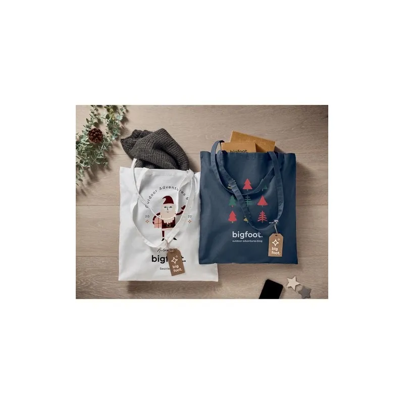 Sac shopping écologique en coton 140gr/m² personnalisé COTTONEL COLOUR + Matières : bambou Couleurs : bois goodies entreprise de